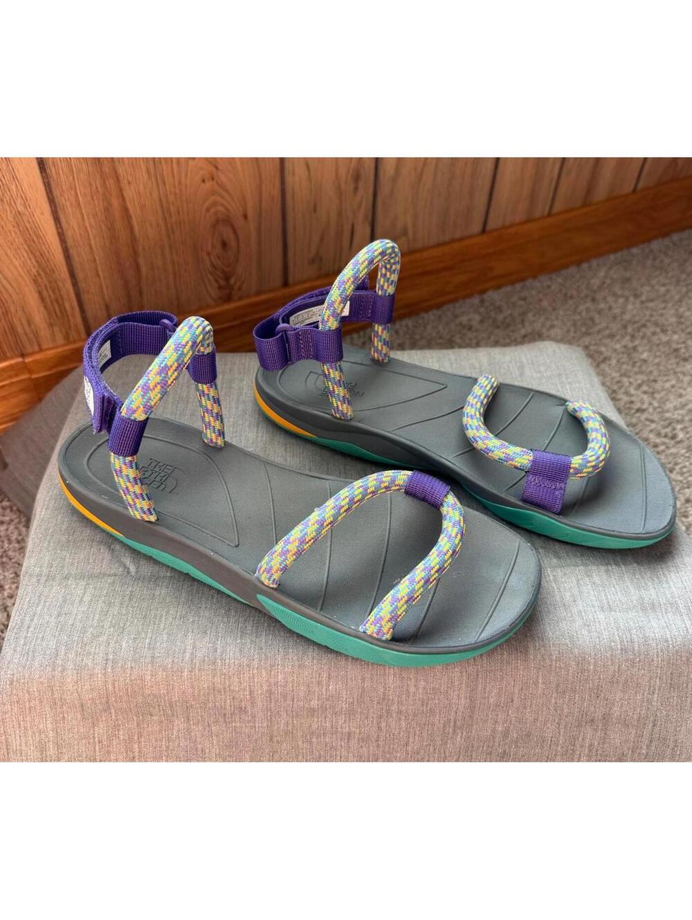 The North Face Womens Size 8 Skeena Outdoor Rope Sandals Gray Teal Purple Yellow